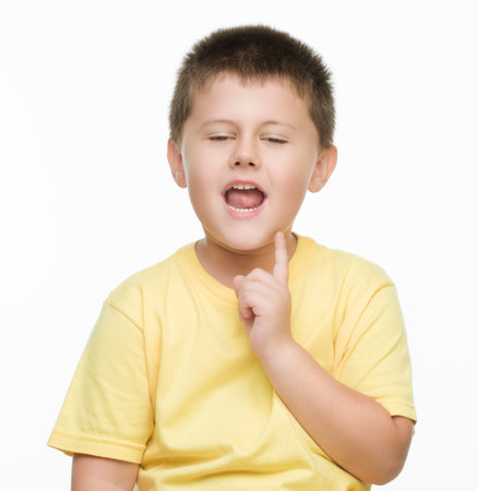 boy teaching yellow shirt