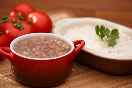 Typical dish of Brazil, rice and beansの写真素材