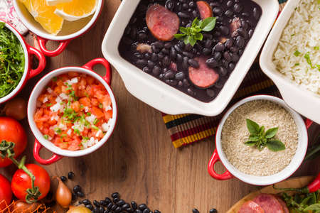 Feijoada, the Brazilian cuisine tradition with space for textの写真素材