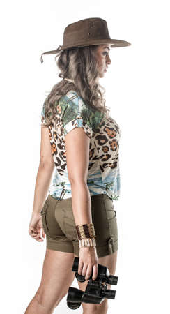 Adventurous woman on safariの写真素材