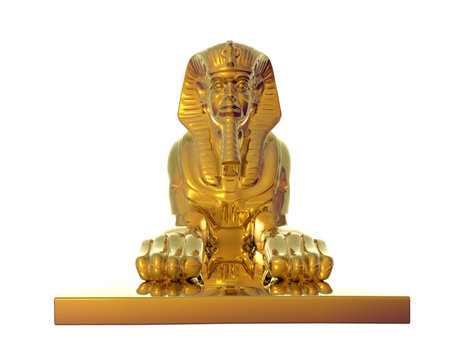 Isolated golden sphinx statueの写真素材