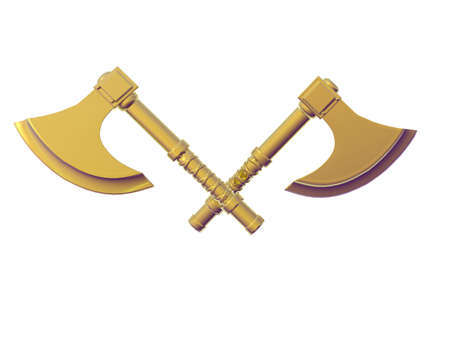 Isolated crossed golden axesの写真素材