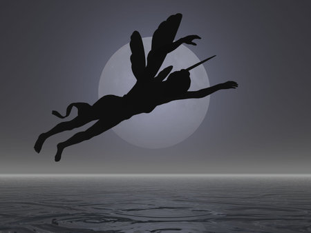 fairy moon silhouetteの写真素材
