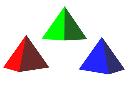 Illustrated priimary color 3D pyramids