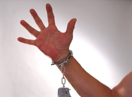 Applied Handcuffs in isolationの写真素材
