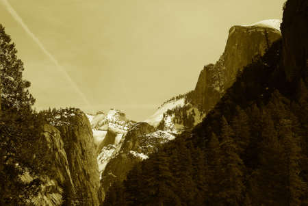 Yosemite valley sepia tonedの写真素材