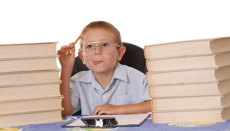 Young boy studying