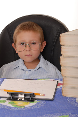 Young boy studying