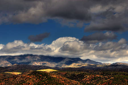 Dramatic desert mountains with a storm approachingの写真素材