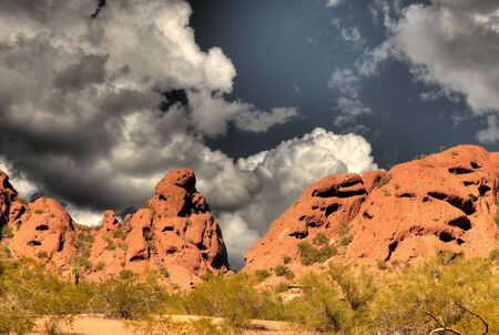 Dramatic desert mountains with a storm approachingの写真素材