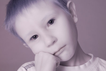 Young boy who looks like a ghost in infraredの写真素材