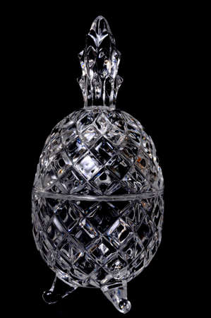 Fine cut crystal glass isolated over blackの写真素材