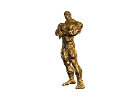 Heavily muscles metallic hercules isolated over whiteの写真素材