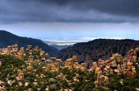 Stormy weather in Chiricahua National Monument in Southwest Arizonaの写真素材