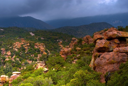 Stormy weather in Chiricahua National Monument in Southwest Arizonaの写真素材