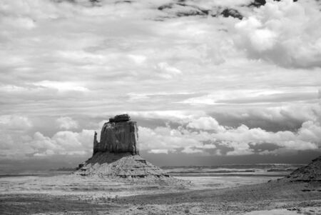 Stormy weather over Monument Valley in black and whiteの写真素材