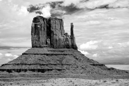 Stormy weather over Monument Valley in black and whiteの写真素材