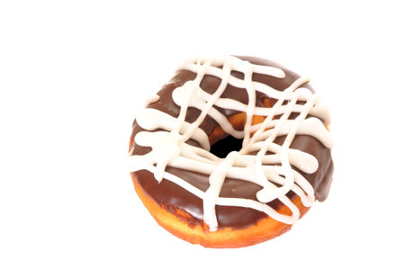 Sweet frosted pastry donut isolated on whiteの写真素材