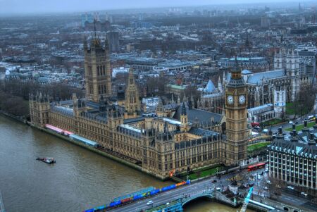 High vantage point Aerial view of London England 
の写真素材