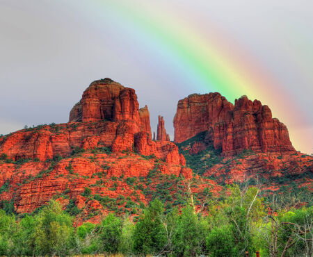 Rainbow Red Rock country mountains surrounding Sedona Arizonaの写真素材