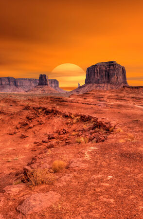 Orange Sunset at Monument Valley Arizona USAの写真素材