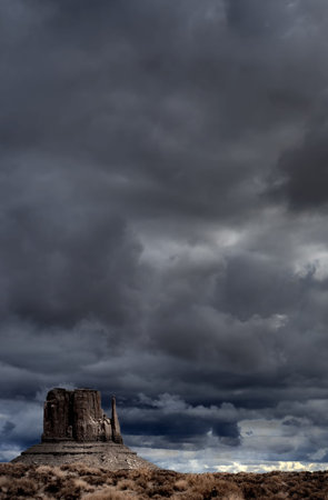 Monument Valley Arizona with evening cloudy skiesの写真素材