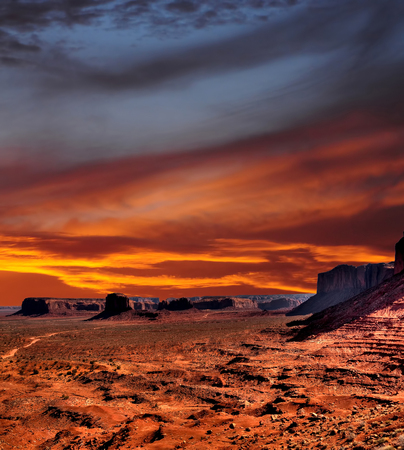 Monument Valley Arizona with evening sunset skiesの写真素材