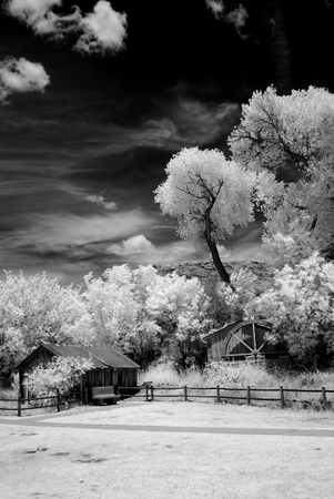 Infrared abandonded  farm house Sedona Arizona morning lightの写真素材