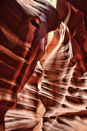 Sunlight coming into Antelope Canyon on the Navajo Indian reservation in Northern Arizonaの写真素材