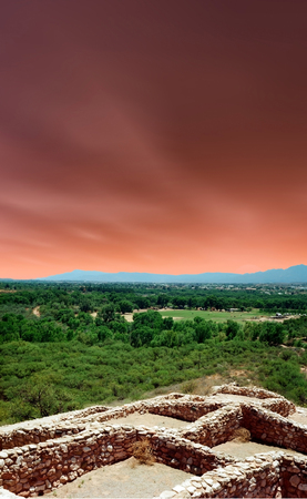 Tuzigoot National Monument pueblo dwelling built by the Sinagua people between 1125 and 1400 in Arizonaの写真素材