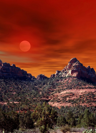 Sedona Arizona red rock country and mountains landscapeの写真素材