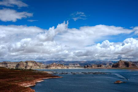 Elevated view Lake Powell in the Northern Arizona Desertの写真素材