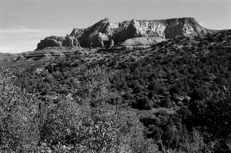 Sedona Arizona red rock country and mountains landscape black and whiteの写真素材