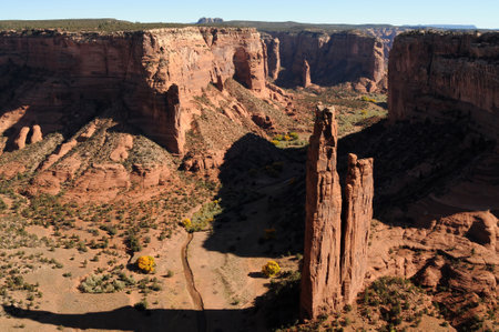 Navajo nation spider rock in the canyon de chelly in autumnの写真素材