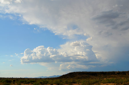 Storm clouds forming over the Sonora desert in central Arizona USAの写真素材