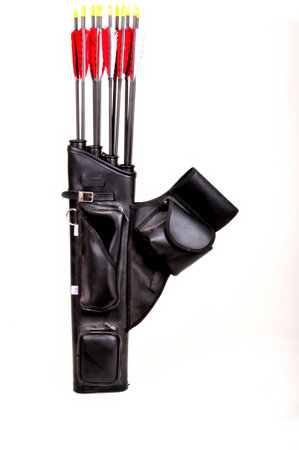 Competition Quiver with arrows isolated on white backgroundの写真素材