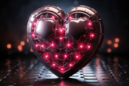 cyber heart with pink lights, valentine's dayの素材