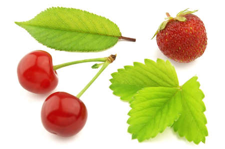 Tasty fruit with leavesの写真素材