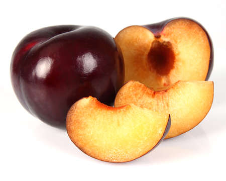 Fresh plum with slicesの写真素材