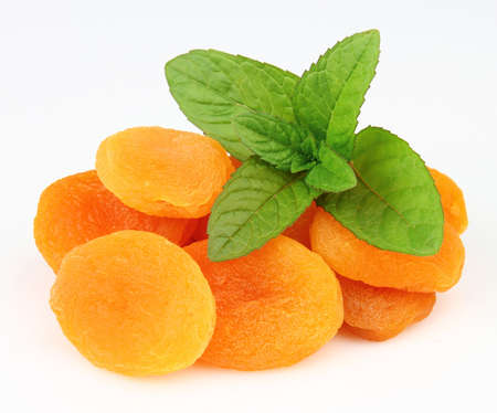 Dried apricot with mintの写真素材