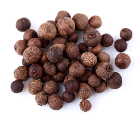 Dried allspice on a white backgroundの写真素材