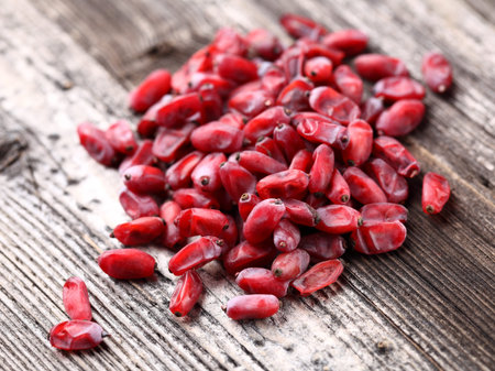 Barberry on a wooden backgroundの写真素材