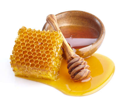 Honey with honeycombsの写真素材