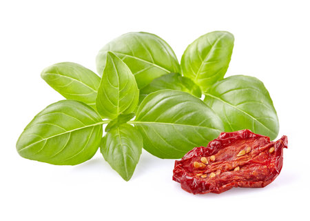 Basil with tomatoの写真素材