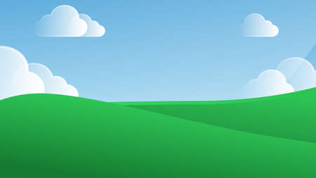 landscape with blue sky and clouds Illustrationの写真素材