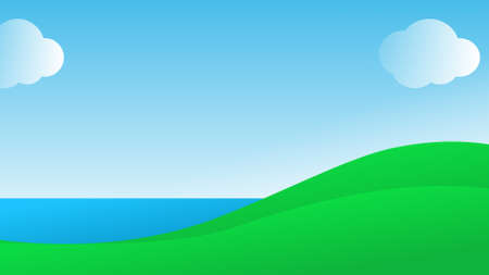 blue sky and green grass Illustrationの写真素材