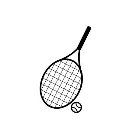 Tennis racket with ball outline icon illustrationの写真素材