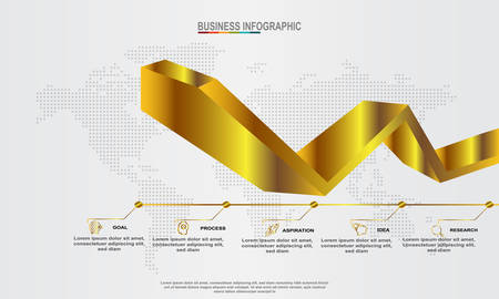 Golden Arrow 3D Infographic Elements modern template vector can be used for workflow layout Business data visualization. Creative concept for infographic - Vectorのイラスト素材