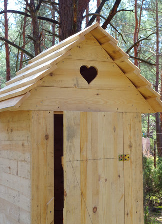 SÅawojka. Primitive toilet in the forest. Handmadeの写真素材