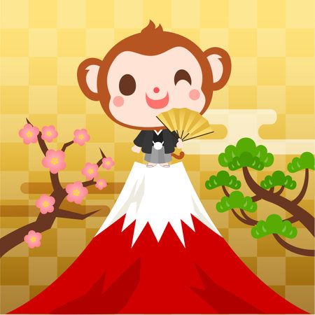 New Year's Card Monkey Japanのイラスト素材